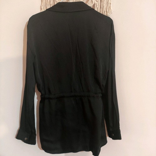 Zara black satin shirt like new with gold buttons