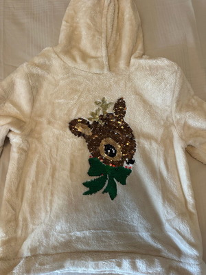 H&M Christmas fleece hoodie for girls 8-10 years like new with sequins