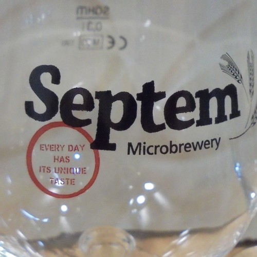Septem beer set of two used promotional stemmed glasses 0.3lt