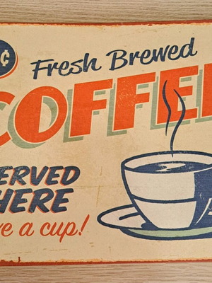 Canvas Sign "Fresh Brewed Coffee" like new