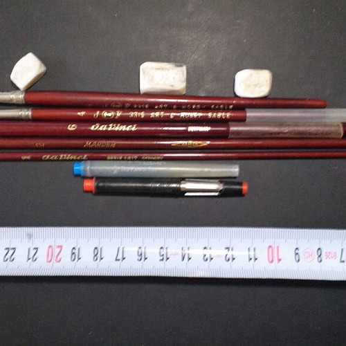 Painting brushes used, set of 5, with Parker spare parts