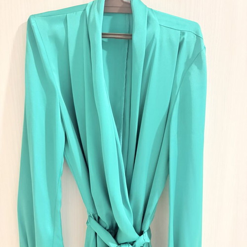 Mix & Match satin tunic dress emerald green like new