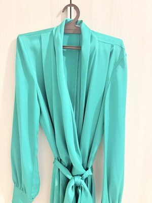 Mix & Match satin tunic dress emerald green like new
