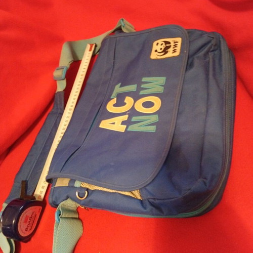 WWF "ACT NOW" blue school shoulder bag