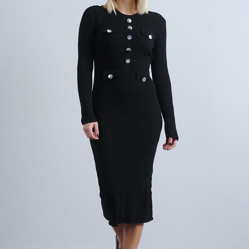 Knitted dress black new with 9 decorative buttons