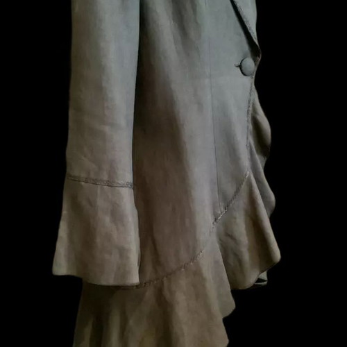 Marks & Spencer Chakki Ruffle Peplum Hem Linen Coat new, green, size 12
