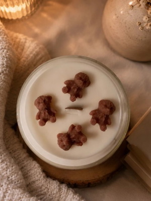 Cozy Bears Plant-Based Candle Biscoff Lotus Scent 220g New