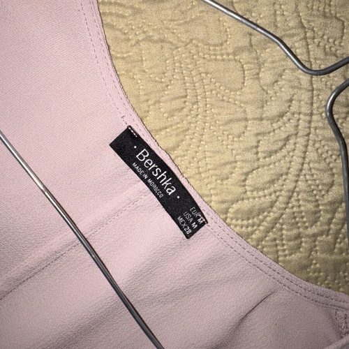 Bershka women's blouse pink soft color with wrap design and side tie like new