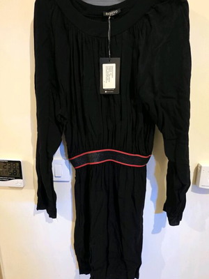 Dress black with red line new, size S