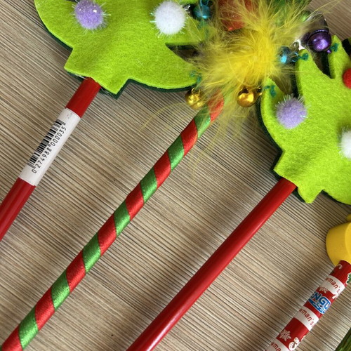 School supplies set Christmas pencils erasers and pen new