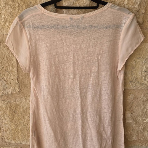 Massimo Dutti Ruffle Pleated Silk Linen Blend Top like new, pink