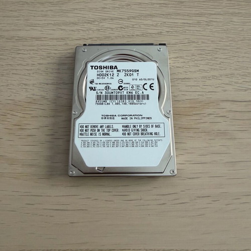 Toshiba 750GB 2.5’’ hard drive like new, 5400rpm, 8MB cache