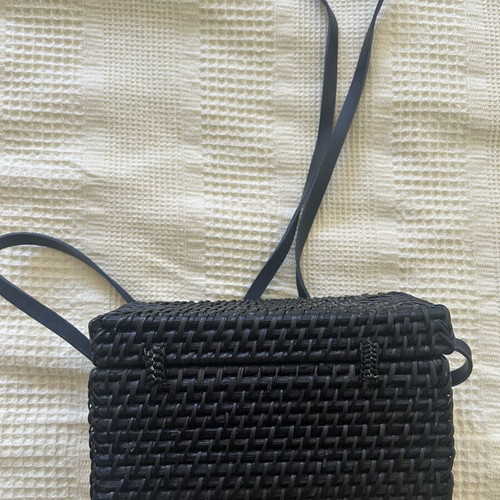 Zara black straw crossbody bag like new
