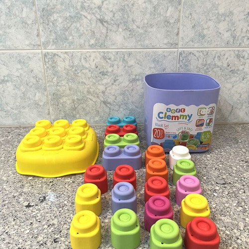 Clementoni Baby Clemmy soft building blocks set used, 20 pieces