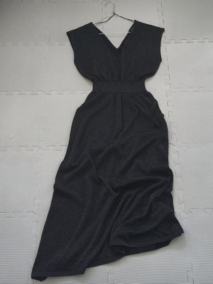 Bershka women's black lurex maxi dress size M like new
