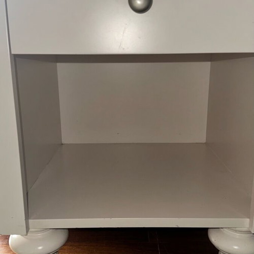 White solid wood nightstand like new with drawer and storage space