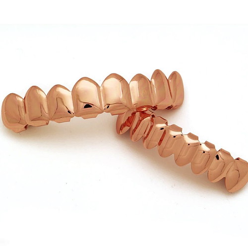 Hip Hop Grillz 8 Set Rose Stainless Steel New