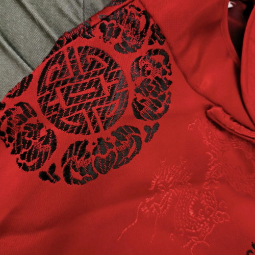 Chinese satin cheongsam blouse red like new, size S/M