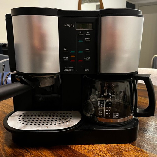 Krups coffee maker used for French, espresso and milk froth