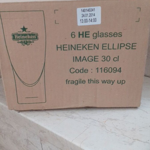 Heineken beer glass set with coasters new, 6 pieces, 300 ml