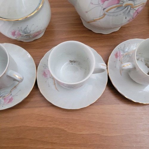 Porcelain tea set used with minor damages