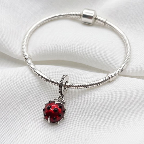 Pandora Ladybug Charm new, red and silver