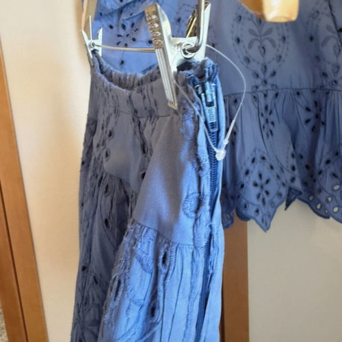 Zara Broderie Aegean Blue Two-Piece Set like new, size small
