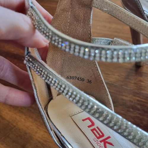 Nak silver high-heeled sandals used, size 36