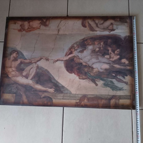 Digital print painting The Creation of Adam, like new, 68x48 cm