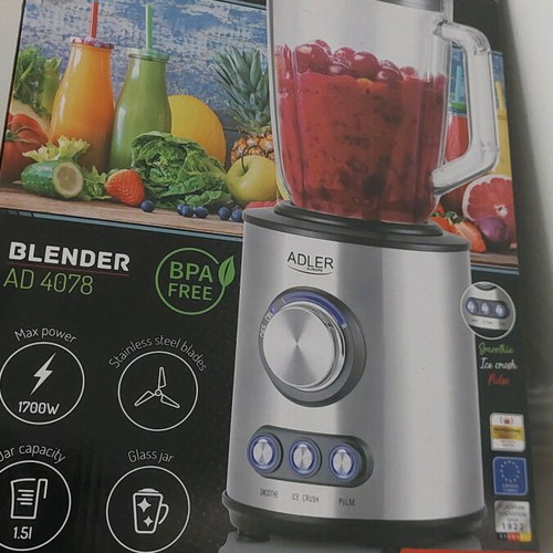 Adler blender with glass jug 1.5lt 1700W inox like new