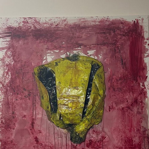 Original acrylic painting with solid elements, contemporary art