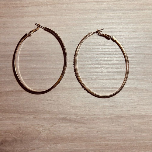 Gold hoop earrings with rhinestones like new