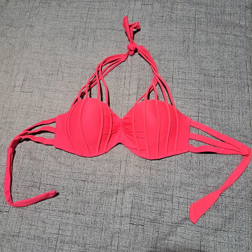 Bikini top like new, pink-coral, size M