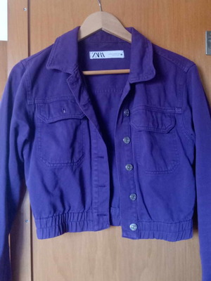 Zara purple denim jacket like new, crop fit, size XS