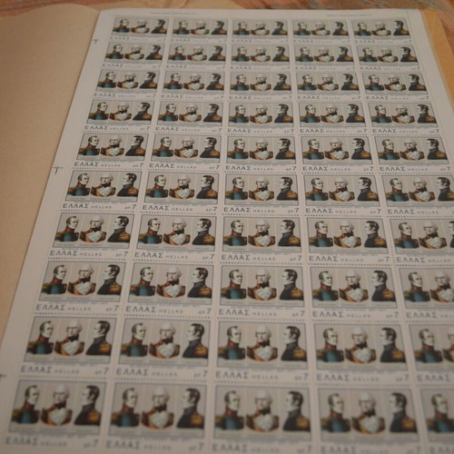Sheets of 50 stamps, 150 years Navarino Battle 1827-1977, new