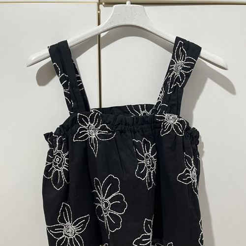 Zara black set with white floral embroidery
