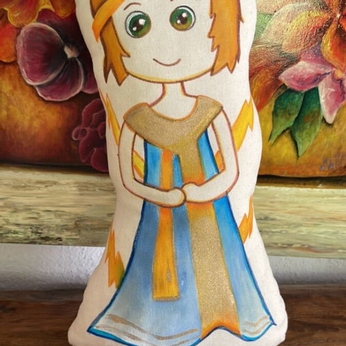 Dias handmade pillow new, painted with acrylics 28cm