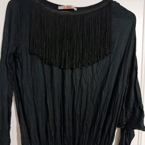 LAK black dress like new with fringes, size S
