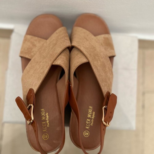 Alta Moda platform sandals brown and beige, new, size 40