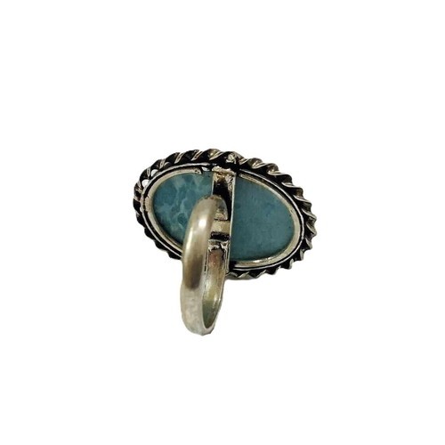 Vintage ring with natural larimar stone like new, silver blue