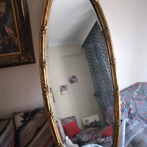 Oval mirror used with gold frame, 1980s, 1.45x58 cm