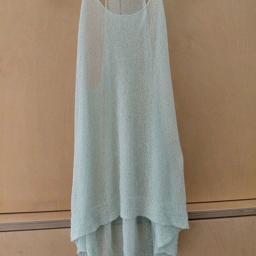 Benneton perforated knitted blouse like new, turquoise, one size