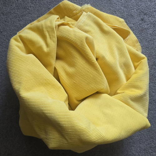 Yellow corduroy fabric used, 2.63 x 1.50 meters