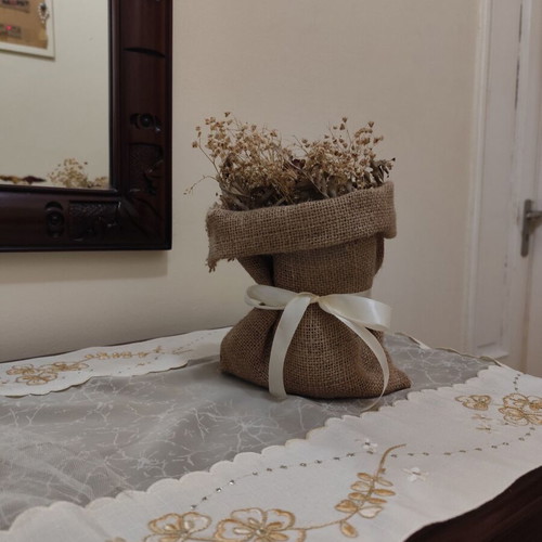 Decorative sack with dried flowers like new