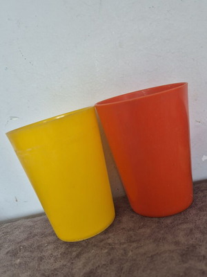 Viontrak plastic cups, Greek 1970s, set of 2