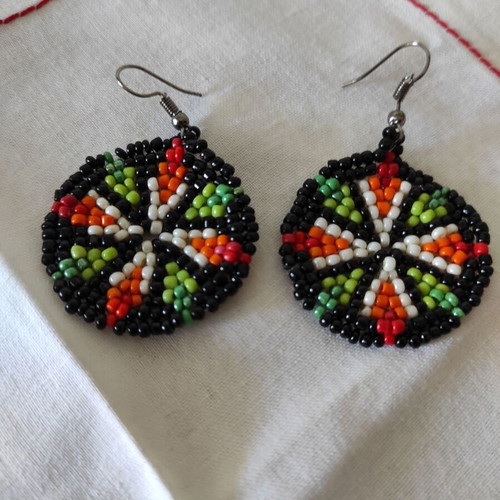 Handmade knitted earrings with beads new