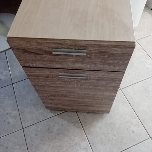 Nightstand with drawer and cabinet shelf, chipboard