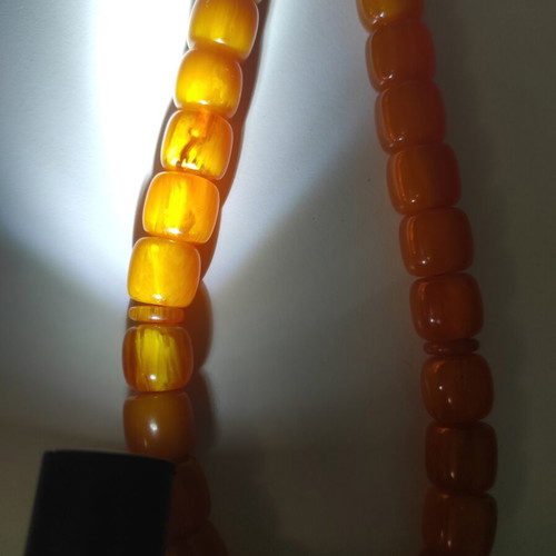 Mastic komboloi worry beads in honey shades, 33 beads