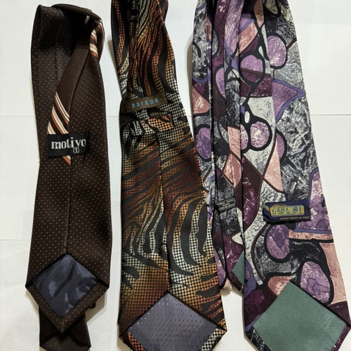 Vintage tie set of 3 used, Respighi silk Italy, Motivo & Brixon