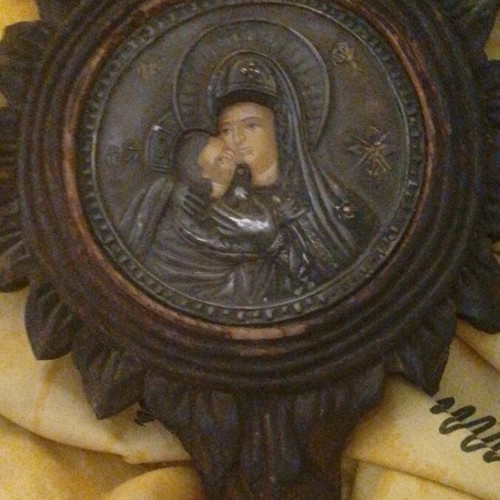 Collectible Panagia Silver Icon used, Panagopoulos workshop